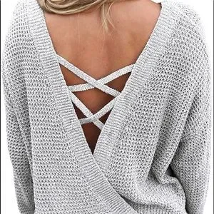 Criss cross v back sweater deals
